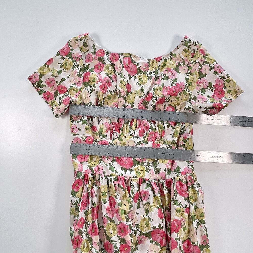 Unique Vintage Womens Strawberry Print Swing Dress Cream Red Green V-Neck M NWT - Picture 7 of 8